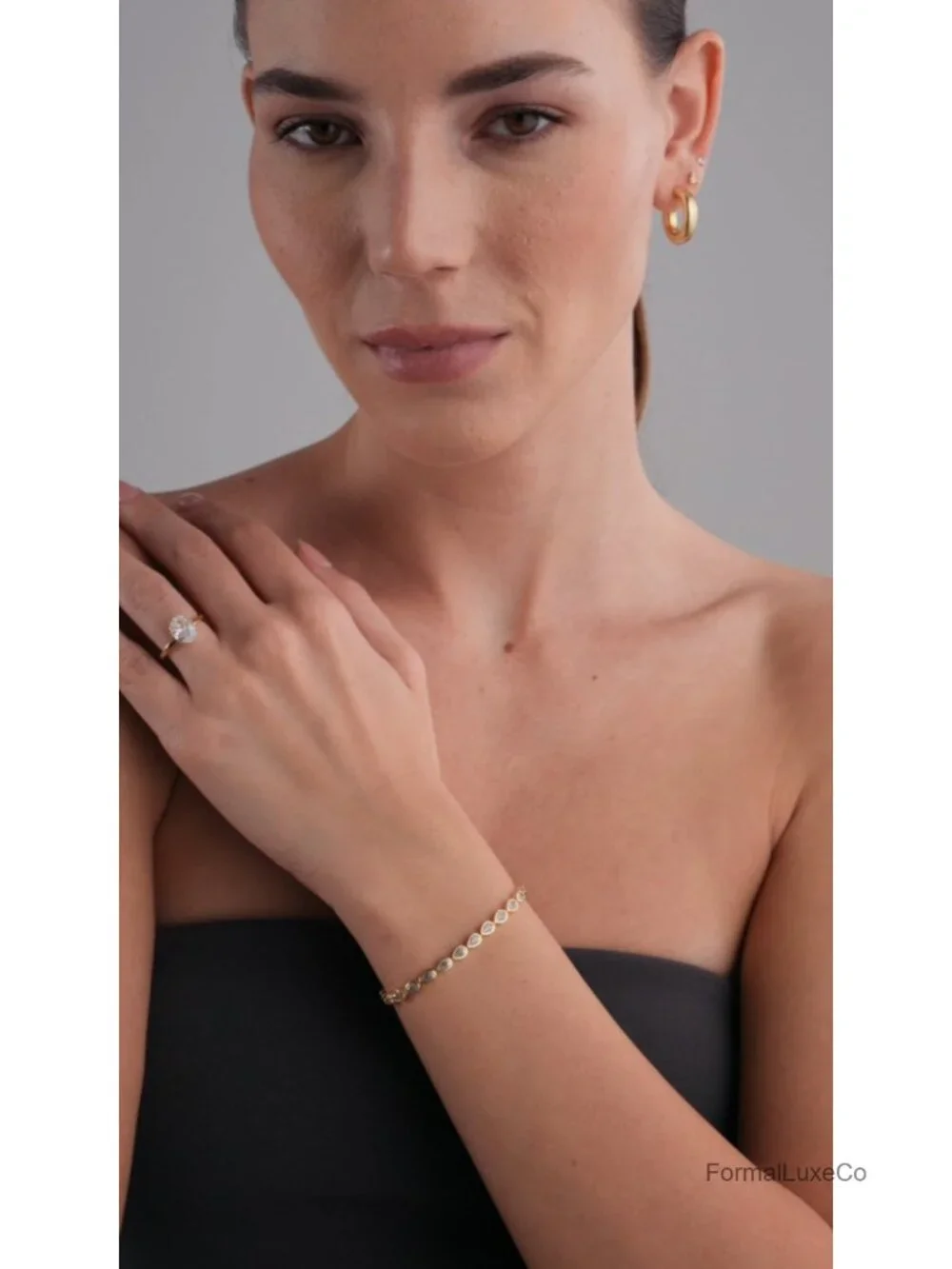 14K Gold Plated Tennis Bracelet for Women Bezel Set CZ Hypoallergenic